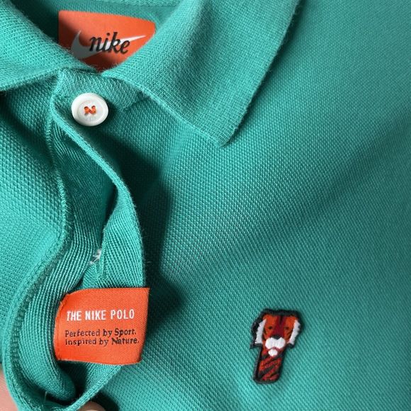 NIKE Tiger Woods Polo Shirt Mens Large Green Dri-Fit Frank Logo Masters Golf - Picture 5 of 10